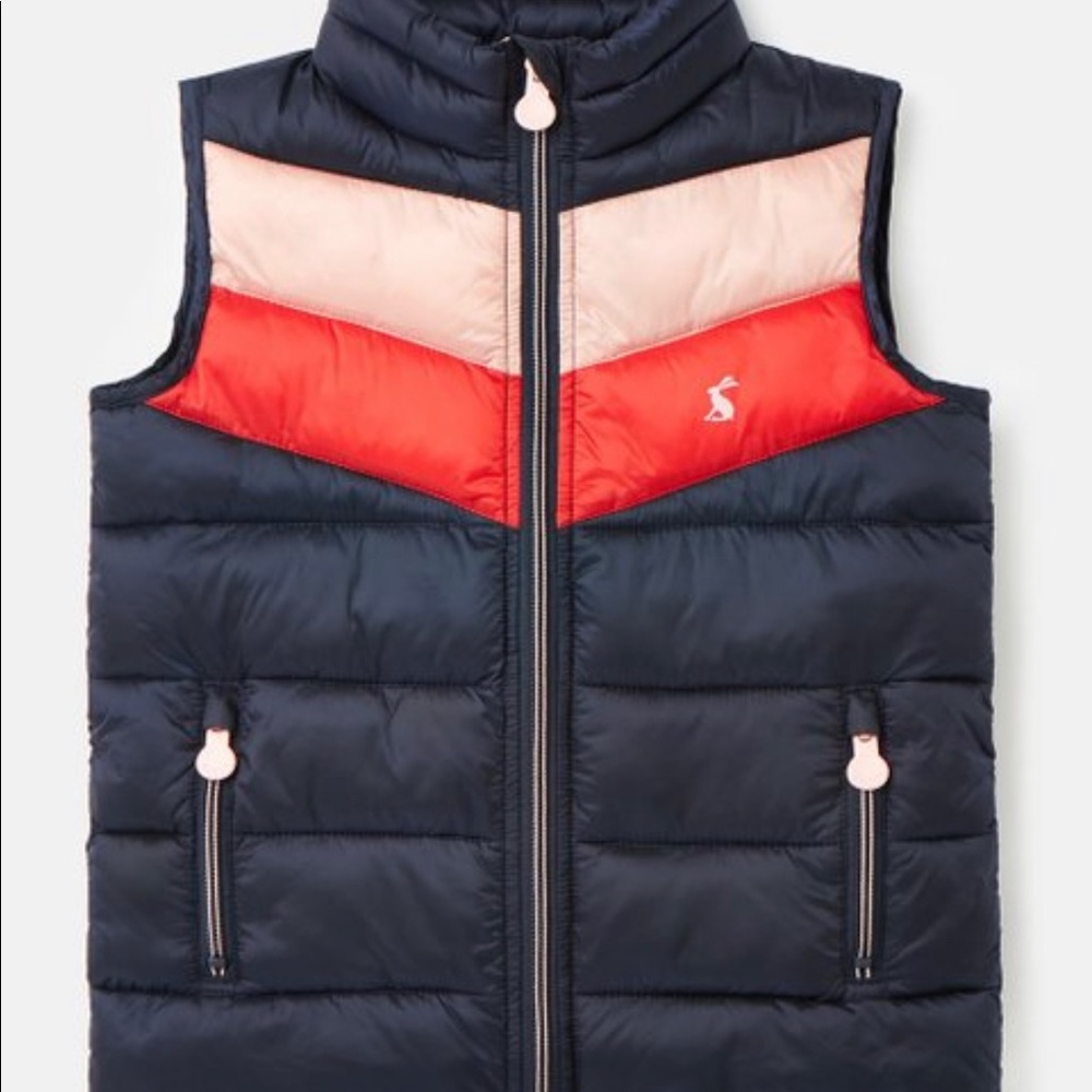 Joules - Frost Navy & Pink Color Block Brook Puffer Vest